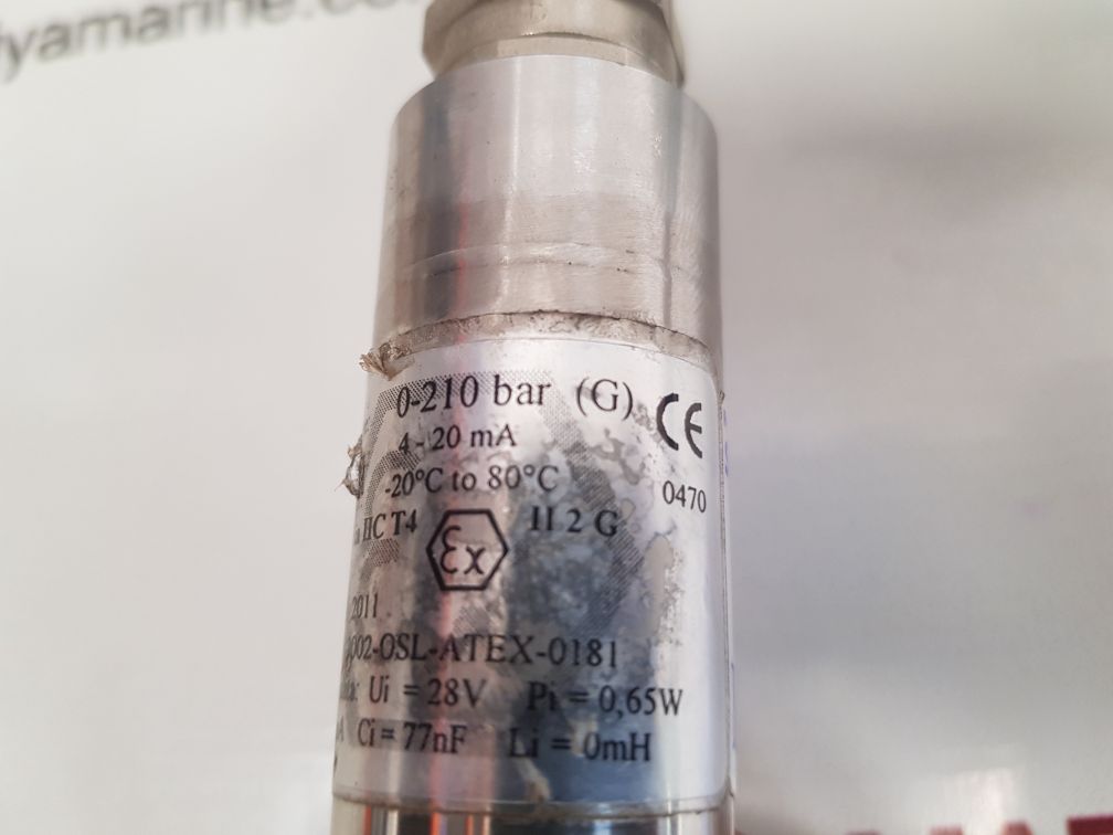 Scansense ps-2120 pressure transmitter range: 0-210 bar