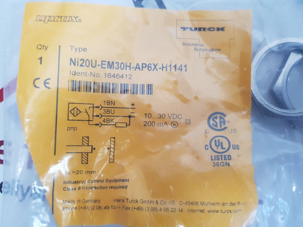 Turck ni20u-em30h-ap6x-h1141 proximity sensor 1646412