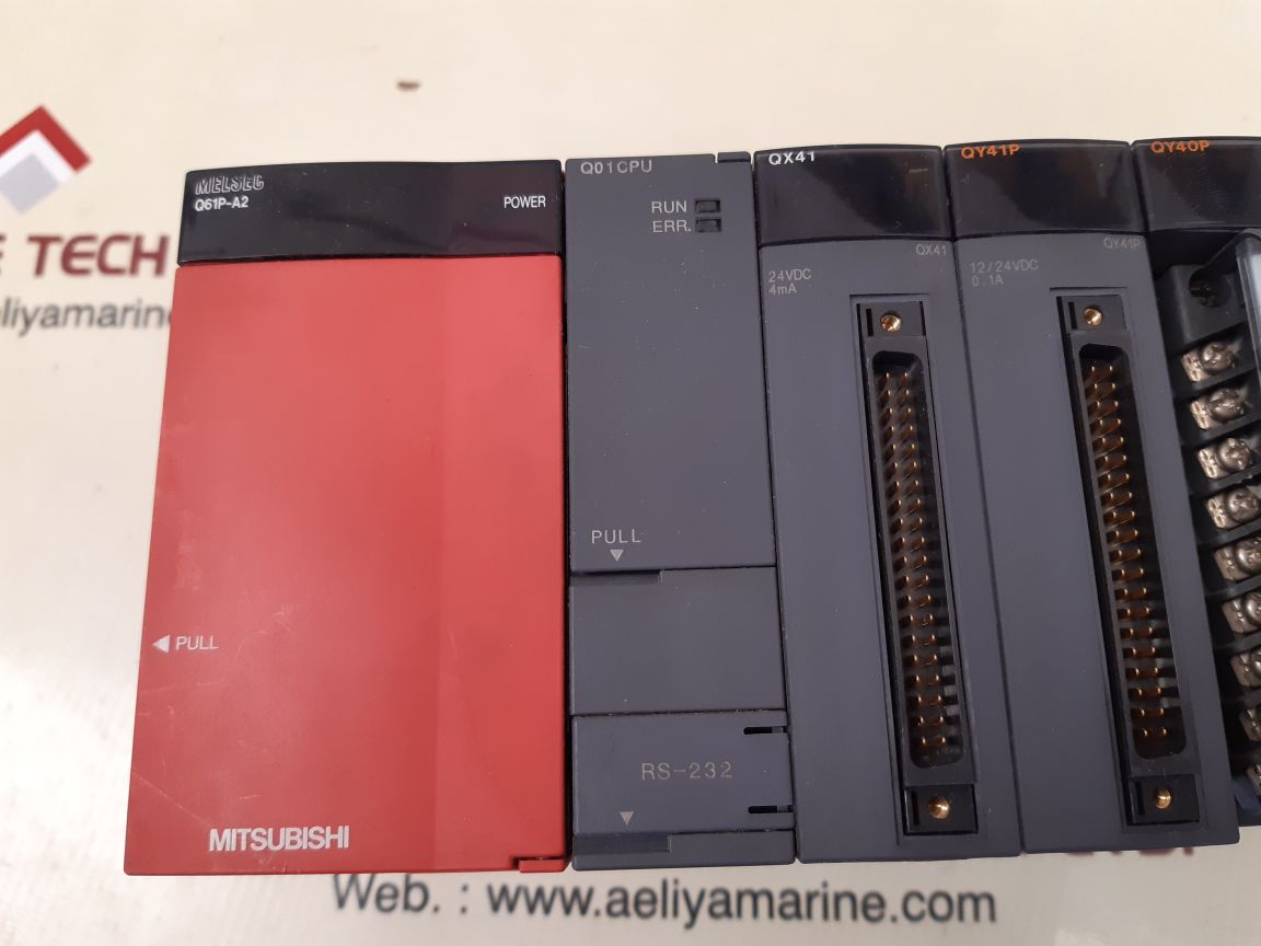 Mitsubishi melsec q61p-a2,q01cpu,qx41,qy41p,qy40p,qj61bt1 module rack
