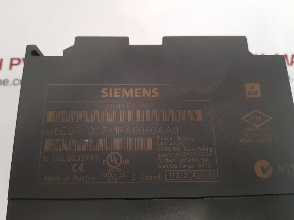 Siemens 6es7 307-1ea00-0aa0 simatic s7 power supply 60'c