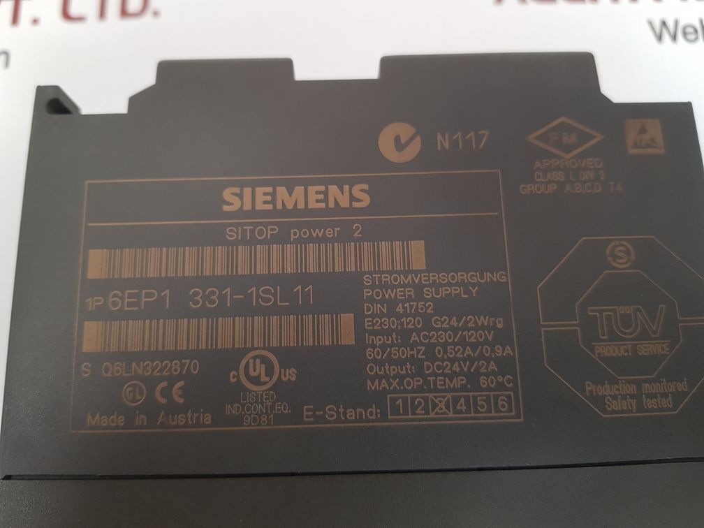 Siemens 6ep1331-1sl11 sitop power 2 power supply