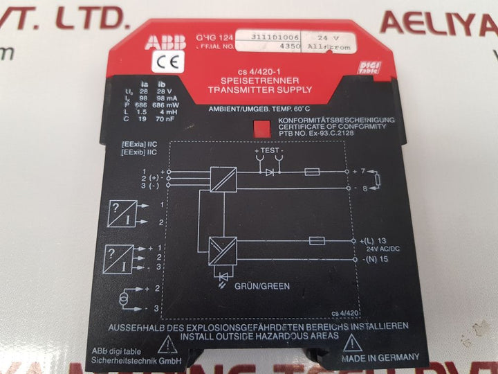 Abb ghg 124 3111d1006 transmitter supply