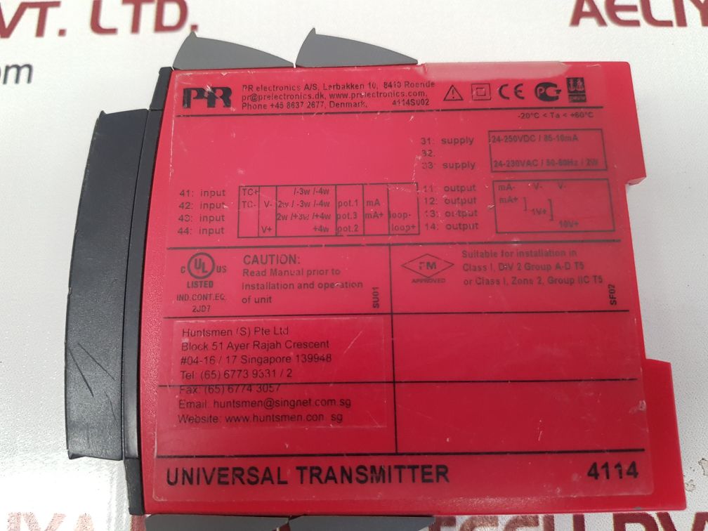 Pr electronics 4114 universal transmitter with 4501 front display 
