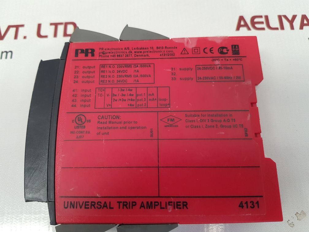 Pr electronics 4131 universal trip amplifier with 4501 front panel