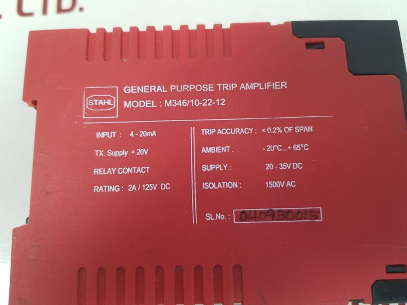 Stahl m346/10-22-12 general purpose trip amplifier