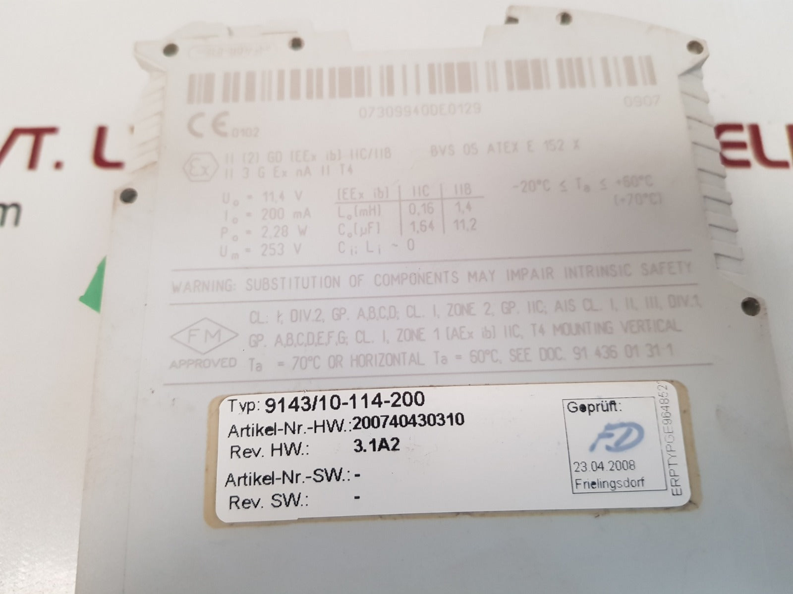 Stahl 9143/10-114-200 power supply 9143/10-114-200-10