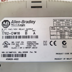 Allen-bradley  1762-ow16 micro logix 16 pt. vac/vdc relay output
