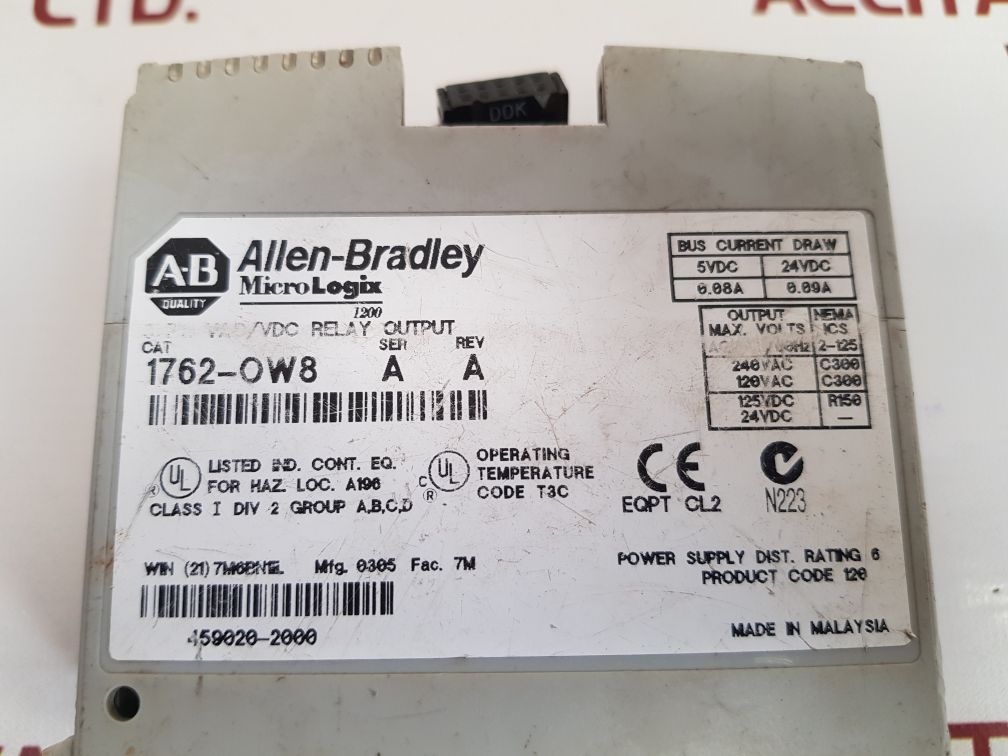 Allen-bradley 1762-ow8 micro logix 1200 output module
