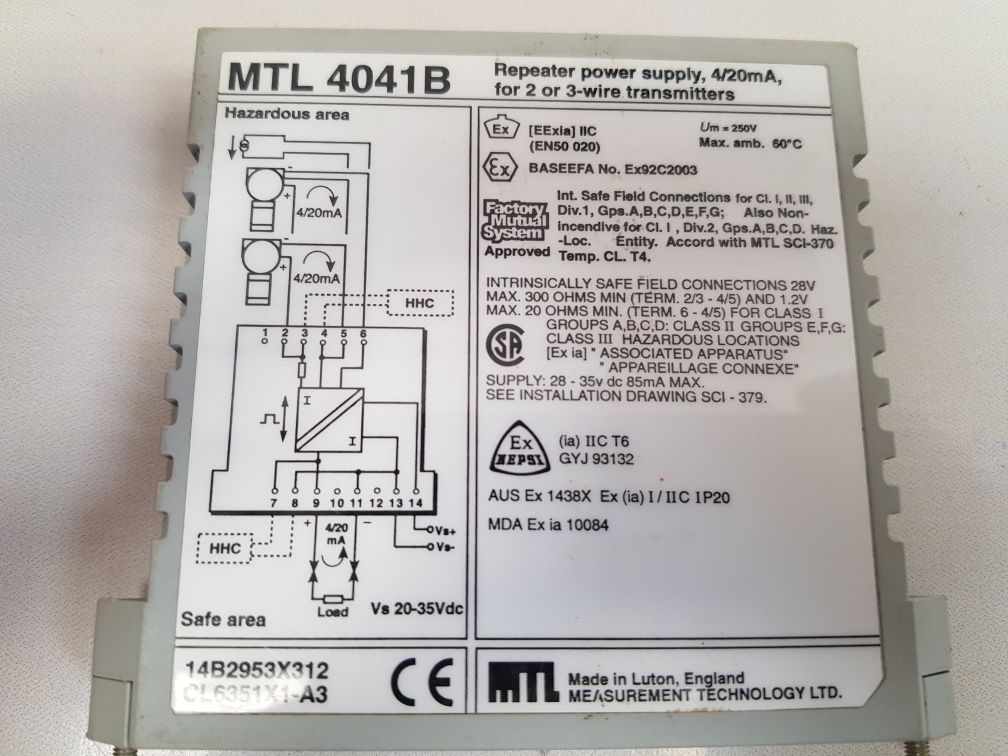 Measurement technology mtl4041b proximity switch isolation barrier 
