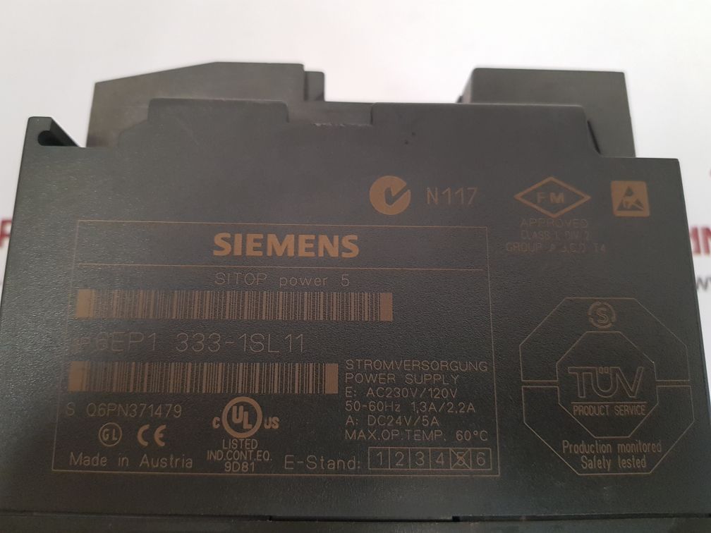 Siemens 6ep1333-1sl 11 power supply 50-60hz 1.3a/2.2a

