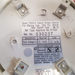 Nohmi bosai fdk512 optical smoke detector 20v dc, 80ma
