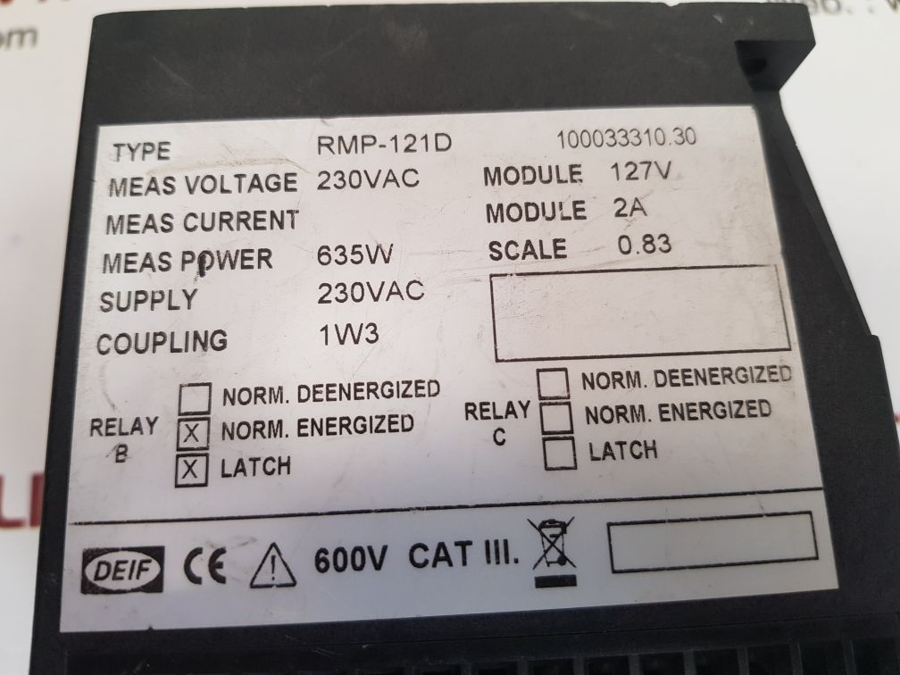 Deif rmp-121d reverse power relay 100033310.30
