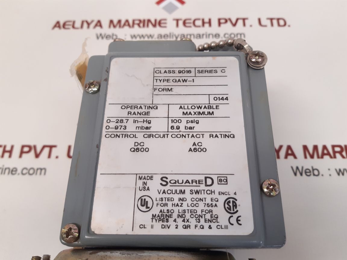 Square d class 9016 gaw-1 series c vacuum switch 
