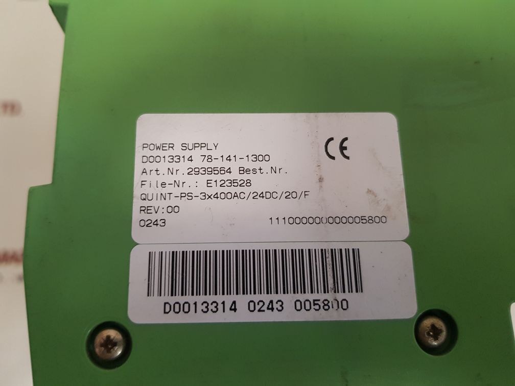 Phoenix contact quint-ps-3x400ac/24dc/20/f power supply 
