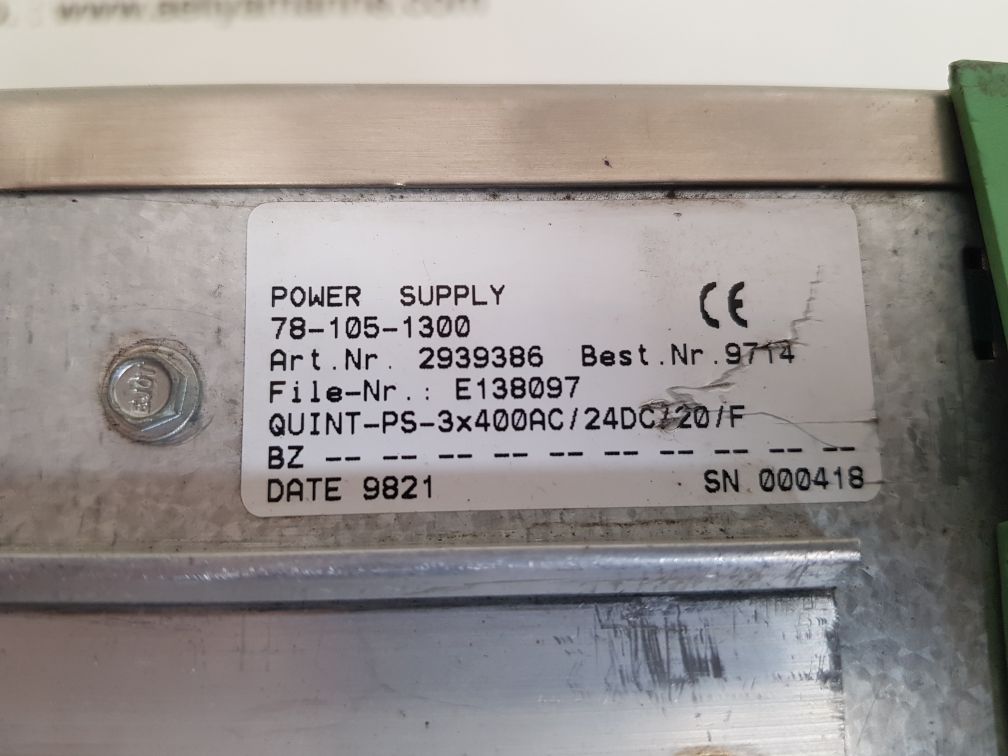 Phoenix contact quint-ps-3× 400ac/24dc/20/f power supply 2939386
