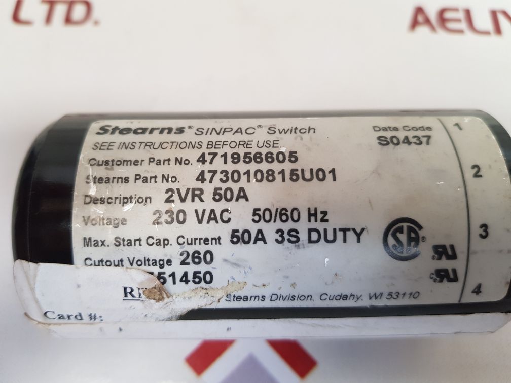 Stearns division 471956605 sinpac switch 473010815u01