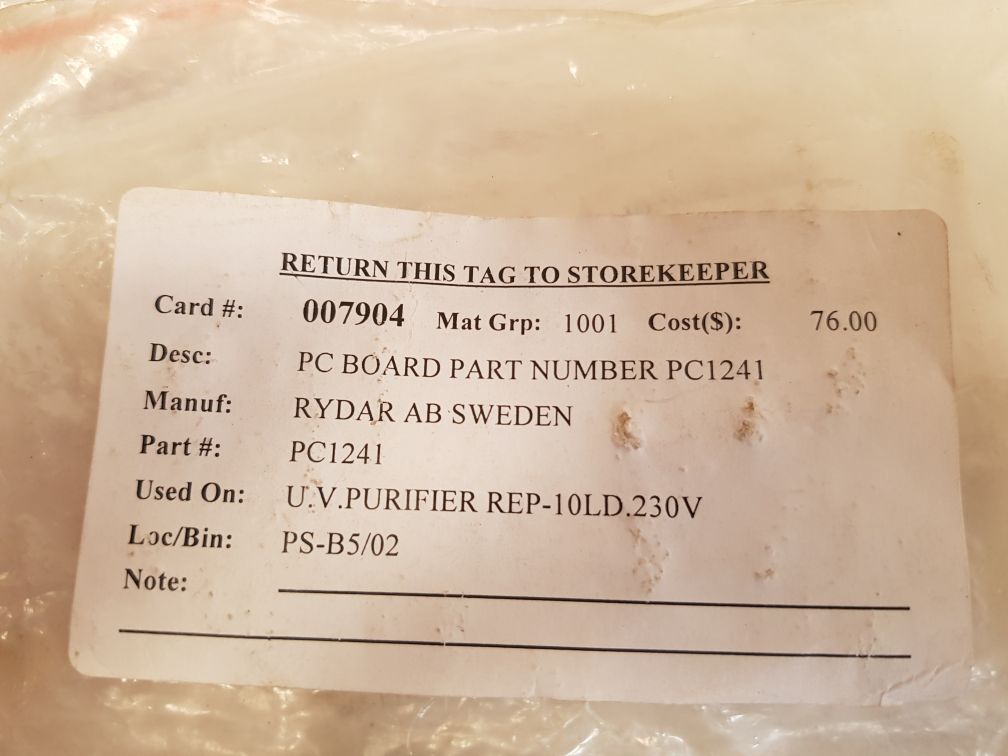 Rydar pc1241 pcb card
