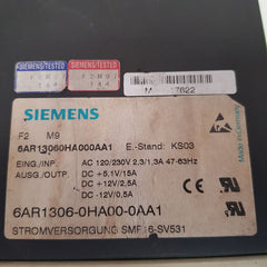 Siemens 6ar1306-0ha00-0aa1 power supply smp16-sv531