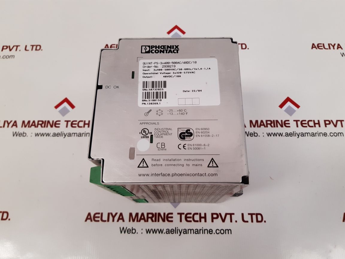 Phoenix contact quint-ps-3×400-500ac/48dc/10 power supply