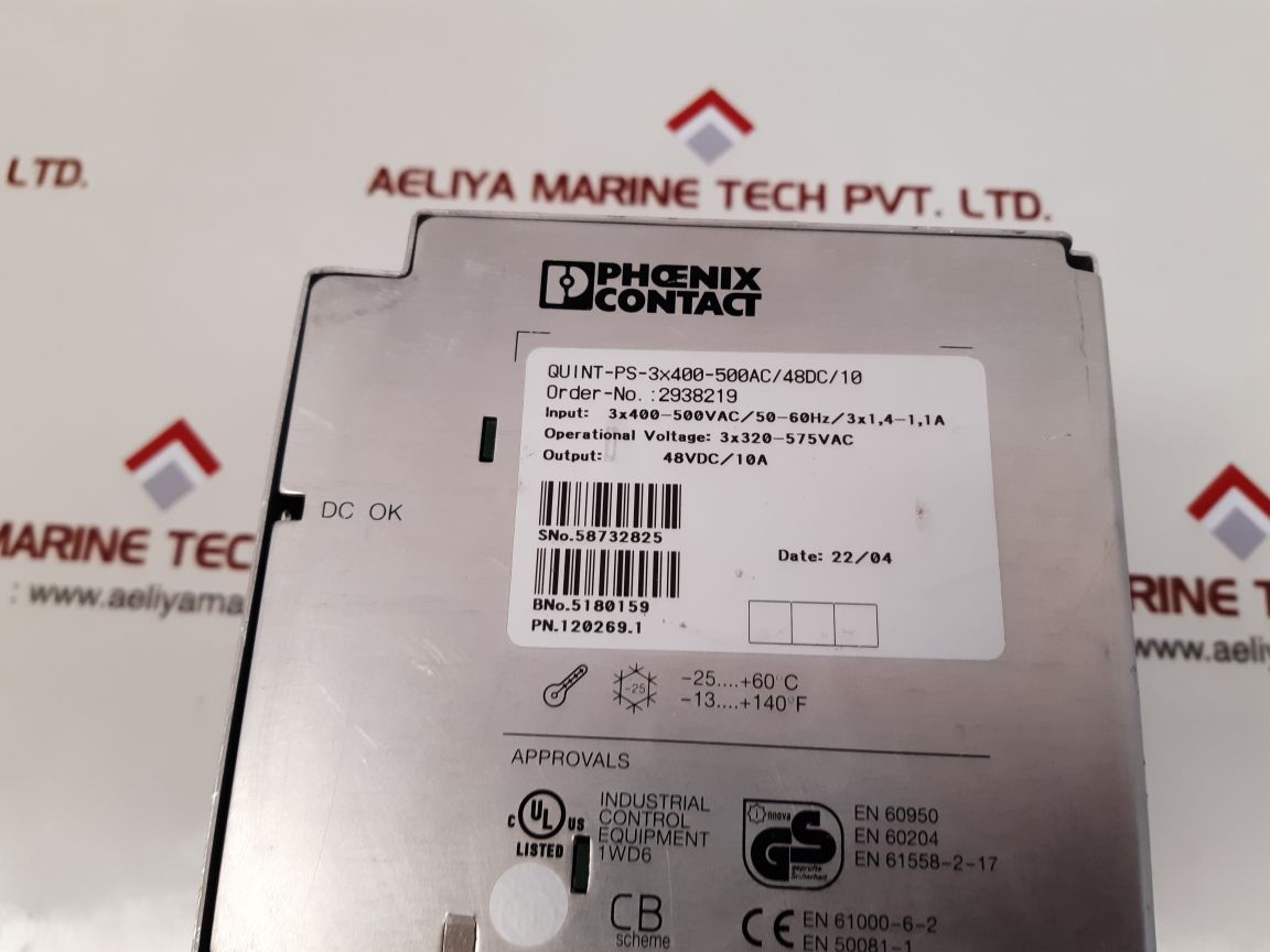 Phoenix contact quint-ps-3×400-500ac/48dc/10 power supply