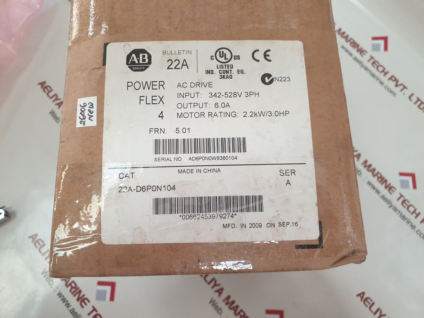 Allen-bradley flex 4 22a-d6p0n104 series a ac drive 2.2kw/3.0hp