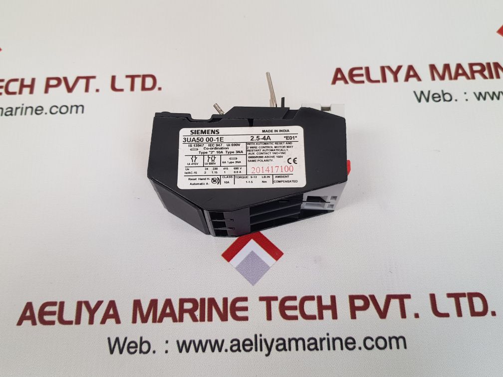 Siemens 3ua50 00-1e overload relay 2.5-4a