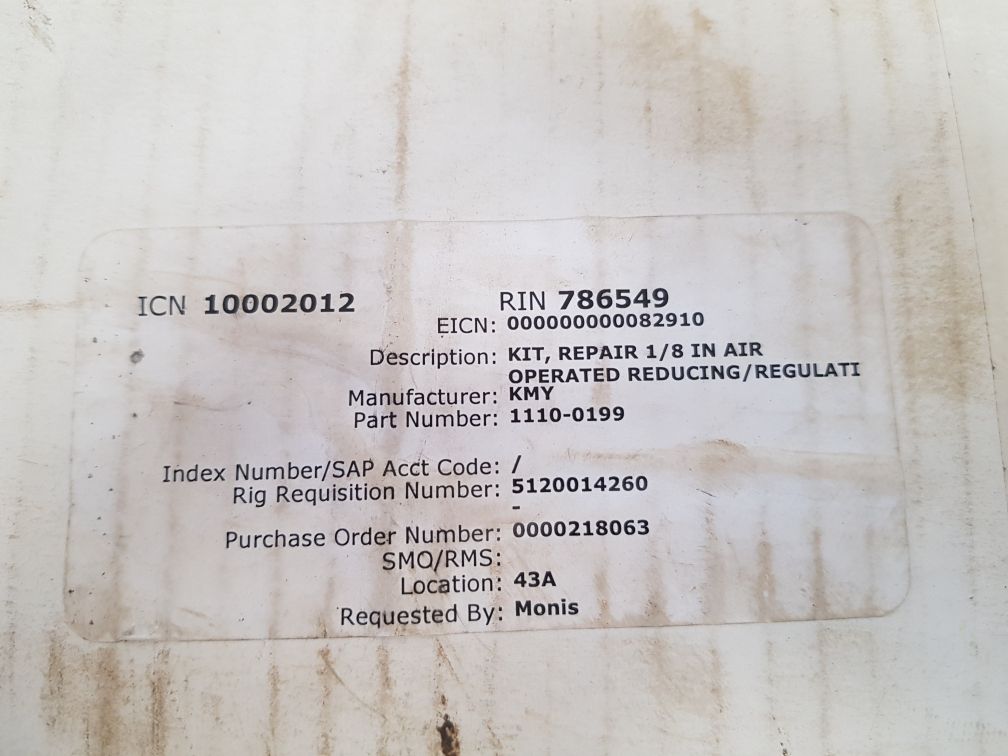 Kmy 1110-0199 operated reducing/regulati repair kit