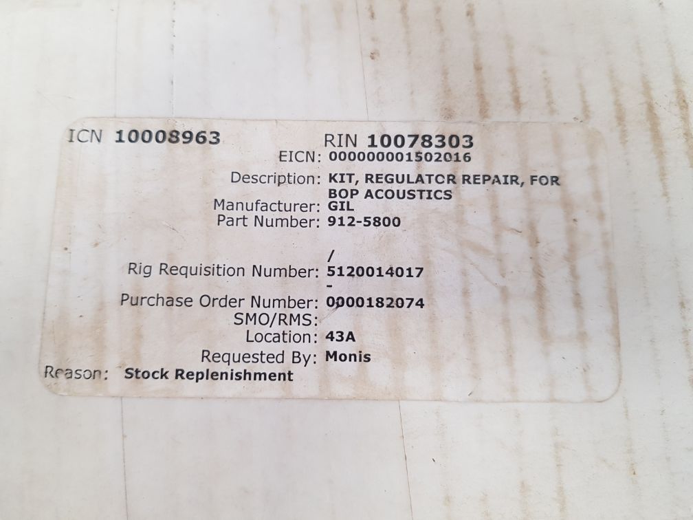 Gil 1110-2199 rev.f regulator repair kit