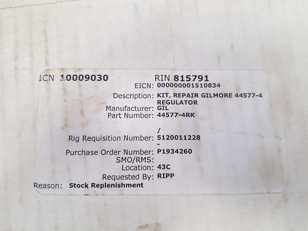 Gil 44577-4rk repair gilmore regulator kit