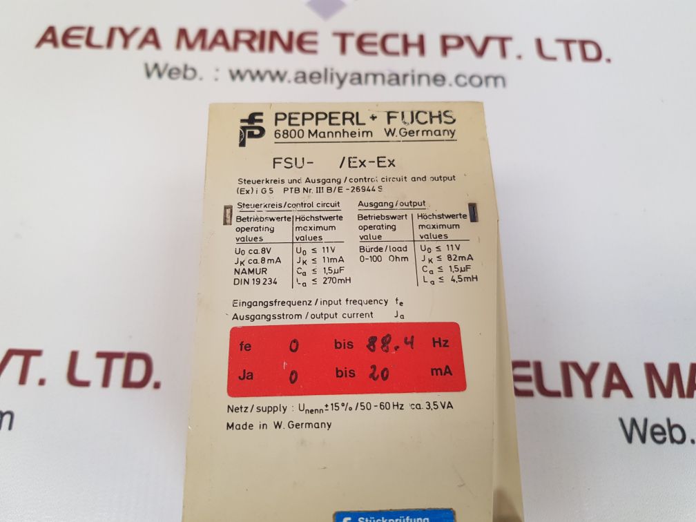 Pepperl+fuchs fsu-2/ex-ex controller