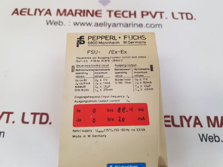 Pepperl+fuchs fsu-2/ex-ex controller