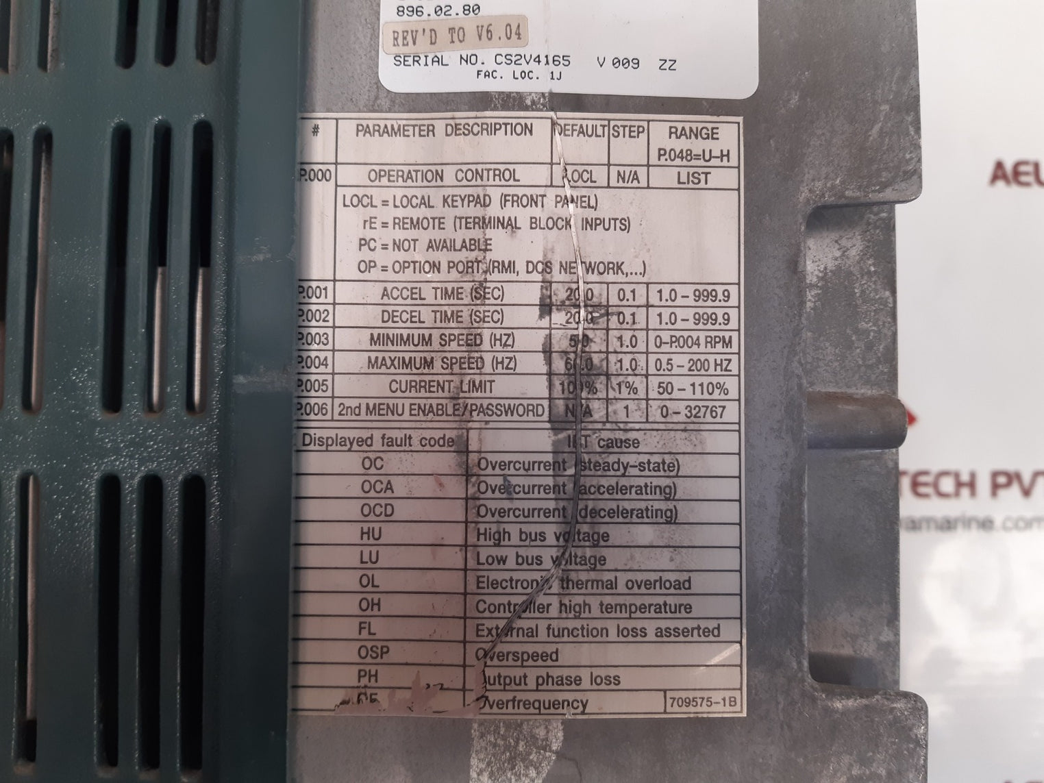 Reliance Electric Gv3000/Se Sensorless Enhanced Ac Drive 2V4160