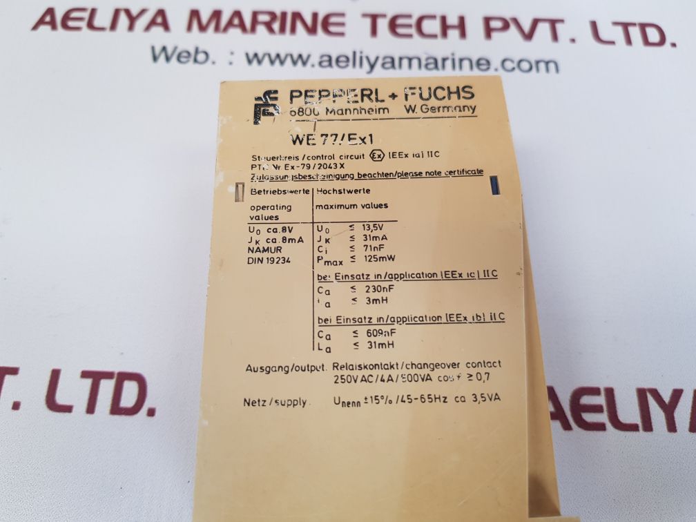 Pepperl+fuchs we77/ex1 isolation amplifier switch 01666s