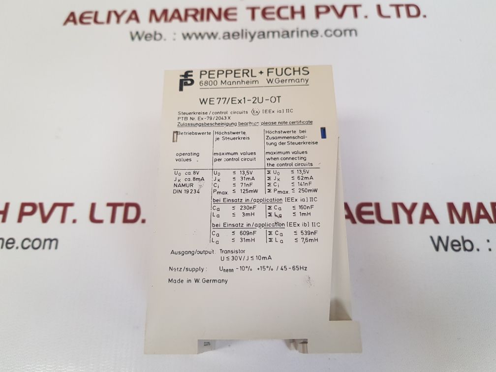 Pepperl+fuchs we77/ex1-2u-ot switching amplifier