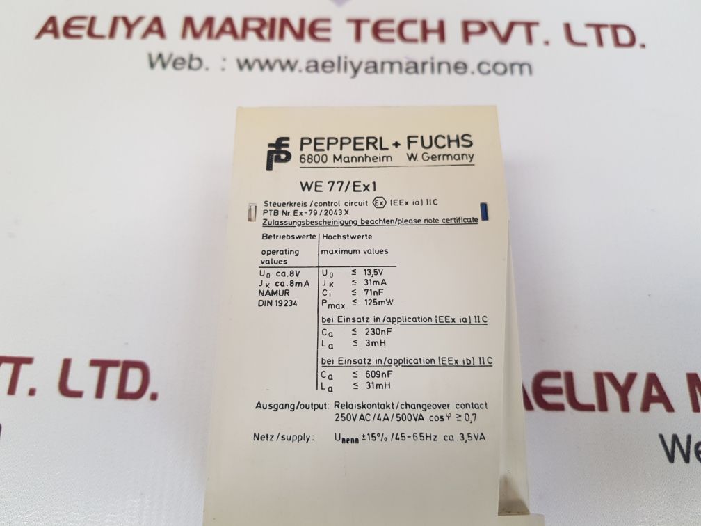 Pepperl+fuchs we77/ex1 switching amplifier 01544s