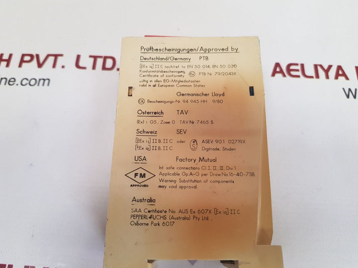 Pepperl+fuchs we77/ex1 isolated switching amplifier 01544s