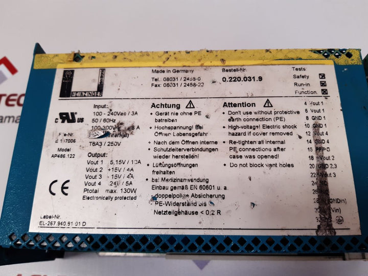 Heinzinger ap486.122 power supply