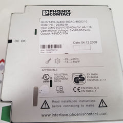 Phoenix contact quint-ps-3x400-500ac/48dc/10 power supply 