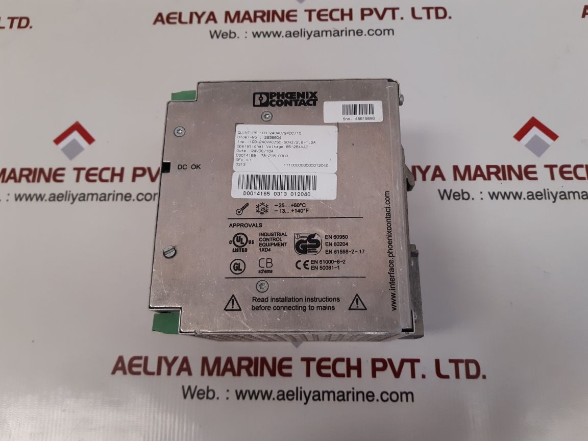 Phoenix contact quint power quint-ps-100-240ac/24dc/10 power supply