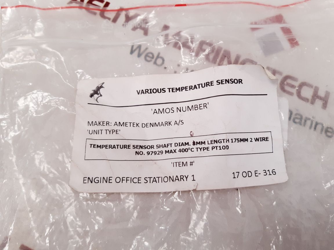 Ametek 1xpt100 temperature sensor max 400°c