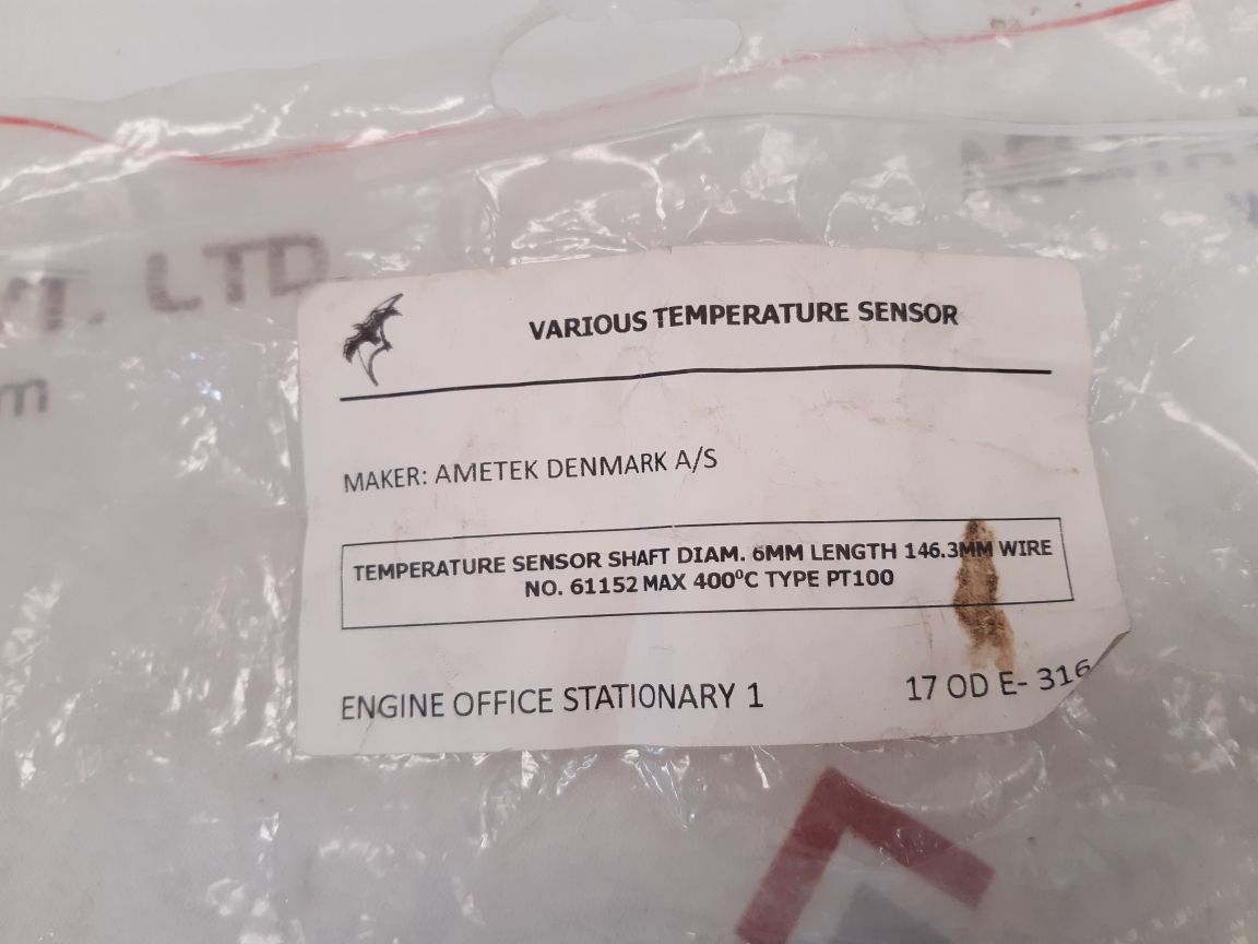 Ametek 1xpt100 temperature sensor 661940-001/661940-002