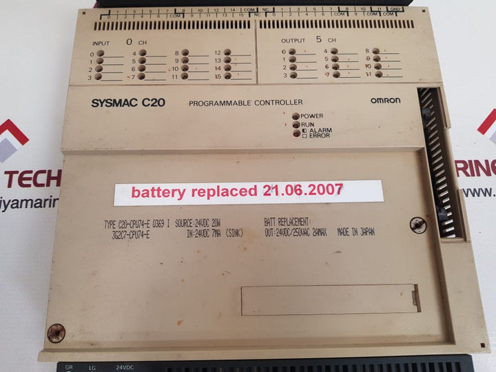 Omron sysmac c20 programmable controller c20-cpu74-e 0369 I 3g2c7-cpu74-e