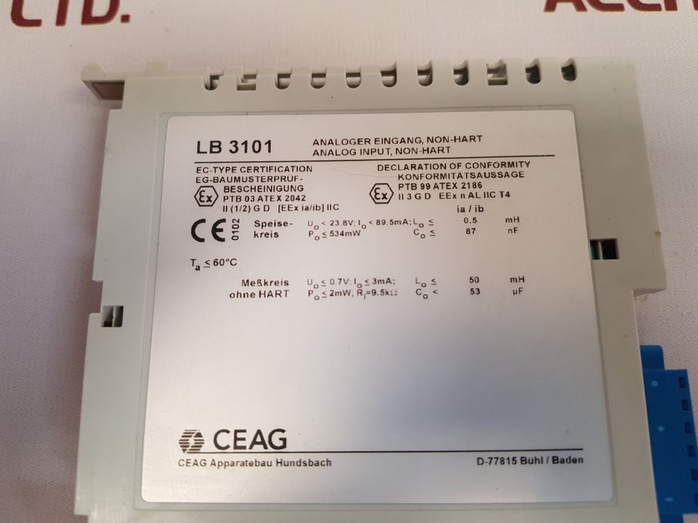 Ceag lb 3101 analog input module – Aeliya Marine Tech