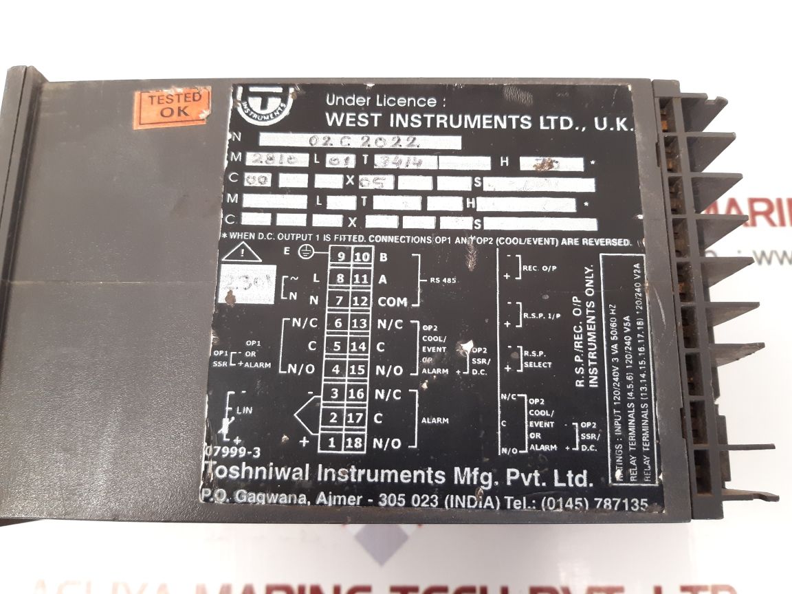 West instruments 2810 temperature control