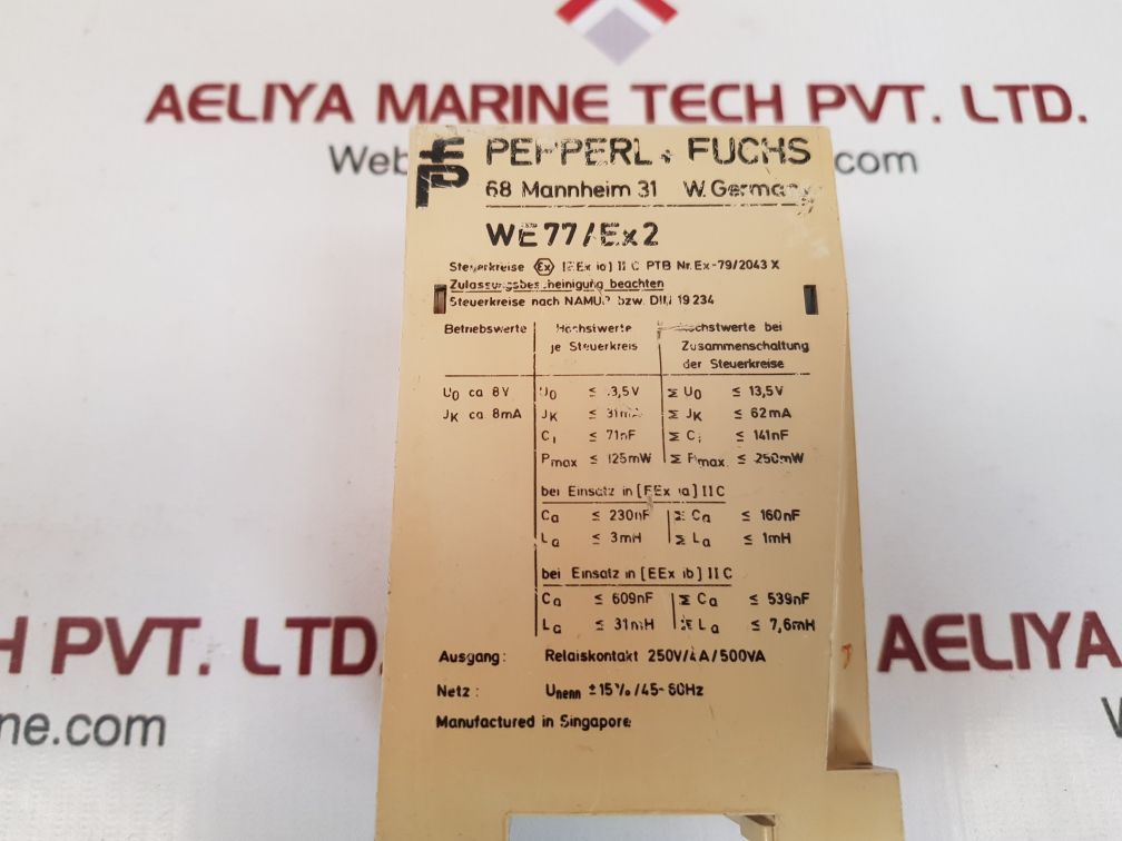 Pepperl+fuchs we77/ex2 switch amplifier