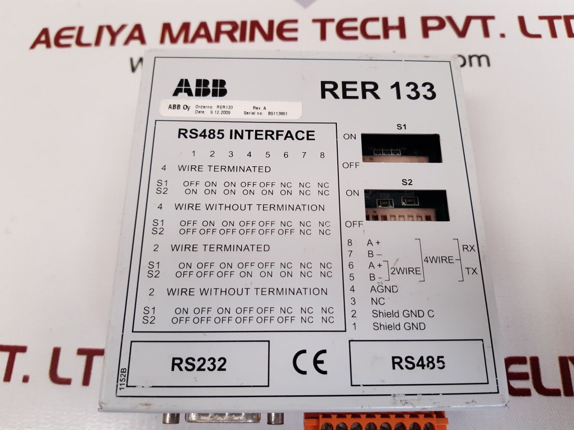 Abb rer 133 rev.a bus connection module rs485 interface