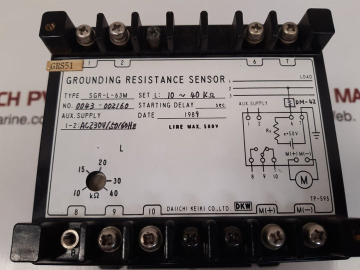 Daiichi keiki sgr-l-63m grounding resistance sensor ac 230v/50/60hz