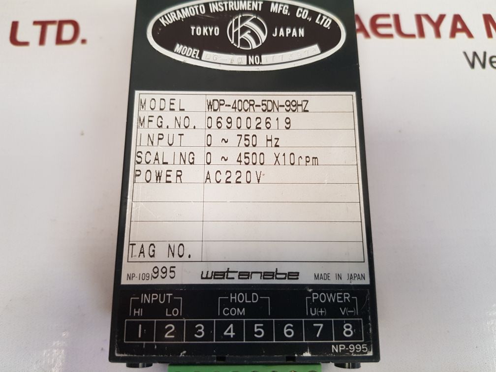 Kuramoto/watanabe wdp-40cr-5dn-99hz digital scaling meter used