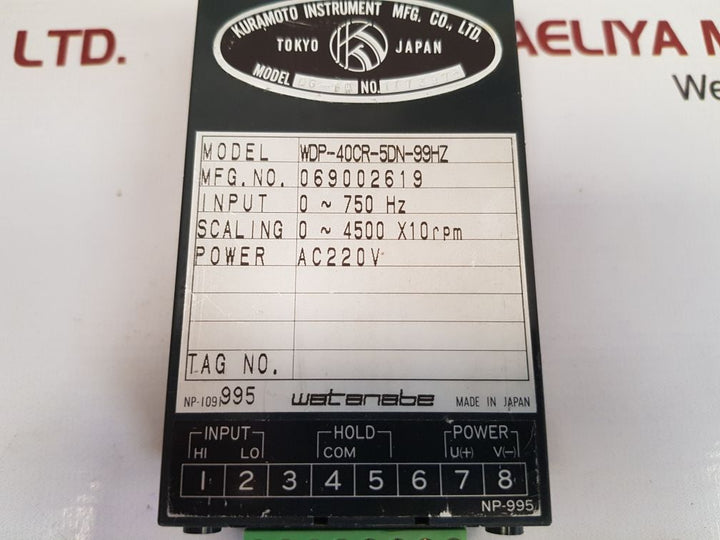 Kuramoto/watanabe wdp-40cr-5dn-99hz digital scaling meter used