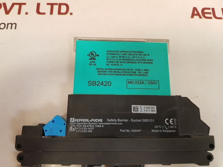 Pepperl+fuchs sb2420 zener barrier with socket sb9101